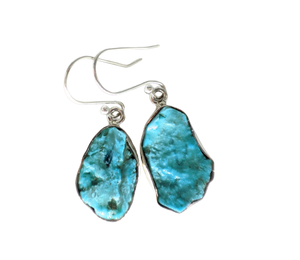 Boucles d'oreilles en turquoise brute véritable, argent sterling 925, bijoux faits à la main, style bohème vintage pour femmes, vente en gros - Product Image 1