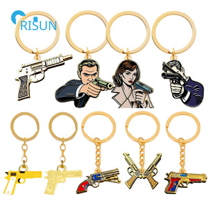 Personalizzato in fabbrica 3D teschio Cross Gun pistola sparatutto con lancia <span class=keywords><strong>per</strong></span> arma da fuoco Llavero portachiavi portachiavi personalizzato <span class=keywords><strong>per</strong></span> pistola portachiavi - Product Image 1