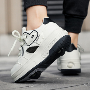 Chaussures de sport pour enfants avec roues cachées, baskets à double roue pour garçons et filles, chaussures de skate portables pour l'extérieur - Product Image 1