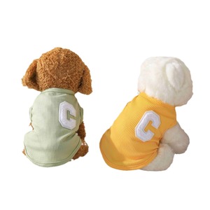 Gilet pour animaux de compagnie en polyester sans manches, motif lettre C, vêtements mignons pour chiens, rose, vert, jaune - Product Image 5