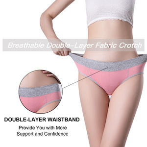 Braguitas de Cintura Alta para <span class=keywords><strong>Mujer</strong></span>, Ropa Interior Femenina Suave Personalizada, Bragas de Algodón Transpirables - Product Image 3
