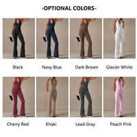 Ensemble de yoga sexy en dentelle à col en V pour femme, combinaison de sport respirante, justaucorps de fitness, pantalon patte d'éléphant, survêtement de gym et de Pilates
