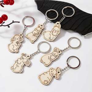 Manufacture Poplar Rabbit DIY Keychain Easter <b>Wood</b> <b>Slices</b> Christmas Decoration Pendant Wooden Craft Accessories China - Product Image 2