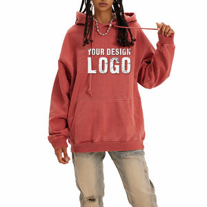 Sweat à capuche pour femme, personnalisé avec logo, en polaire épais, ample, tendance, décontracté, couleur unie, épaules tombantes, surdimensionné - Product Image 3