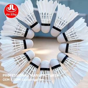 Balles de <span class=keywords><strong>badminton</strong></span> en plumes naturelles de haute qualité Jieling - Faible casse, utilisation intérieure/extérieure, options d'emballage personnalisables (3, 6, 12, 24) - Product Image 1
