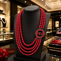 Collier élégant pour femmes, à porter en soirée, avec perles rouges et lettres maçonniques HOJ, bijoux personnalisés pour les membres des organisations sociales OES OGC, pour un anniversaire