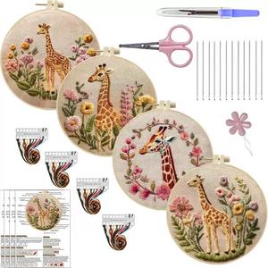 Giraffa fai da te ricamo Kit di lavoro manuale con ricamo cerchi fili punzonatura ago punto croce Kit ricamo - Product Image 1