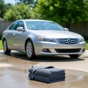 Serviettes de séchage pour lavage auto en microfibre, 31 x 24, grises, lot de 2, sans peluches, très absorbantes, pour voitures - Product Image 2