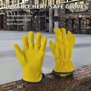 Guantes de Soldadura de Cuero de Doble Capa Altamente Duraderos, Guantes de Conducción Dorados Antideslizantes, Aislantes del Calor y Antiestáticos de 11 oz - Product Image 2