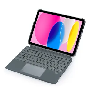 Penutup Keyboard generasi 2024 casing Backlit RGB nirkabel dapat dilepas dengan Trackpad sentuh terbuat dari bahan PU untuk iPad
