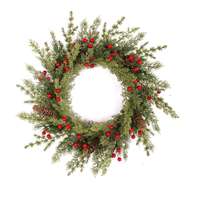 Guirlande de Noël artificielle réaliste de qualité supérieure, aiguilles de pin luxuriantes, baies rouges, cônes de pin pour la décoration de porte, mur, fête, maison