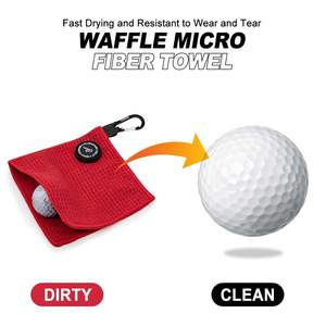 Serviette de golf magnétique personnalisée avec logo, en microfibre gaufrée, avec clip et aimant robuste pour sacs de golf, chariots et clubs - Product Image 3