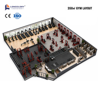 Ensemble d'équipements de gym commercial certifié CE ISO de 350 m² : Tapis de course, Presse pectorale, Lat Pulldown, Presse à jambes
