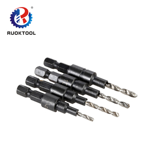 4pcs HSS 1/4 mango redondo de carpintería con cabeza avellanada tornillo taladro para trabajar la madera perforado se <span class=keywords><strong>abre</strong></span> - Product Image 4