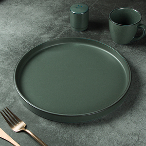 ชุดจานอาหารเซรามิกสำหรับโรงแรมร้านอาหาร ขายส่ง จานเซรามิกเคลือบสี จานเสิร์ฟทรงกลม - Product Image 3