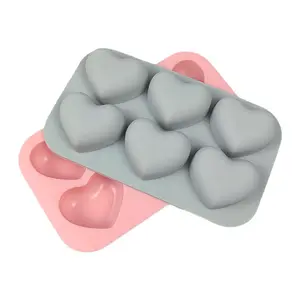 New Arrival Wholesale 6 Cavity Christmas Heart-Shaped Nonstick Silicone Chocolate Molds Cake Baking Pan Cupcake Liner Baking Cup