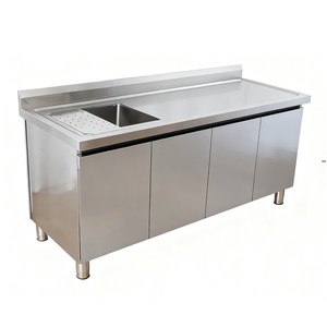 Meuble <span class=keywords><strong>de</strong></span> <span class=keywords><strong>cuisine</strong></span> professionnel en acier inoxydable personnalisable avec évier simple ou double et plan <span class=keywords><strong>de</strong></span> travail pour restaurant - Product Image 1