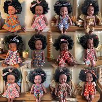 Muñeca Xindars AW02 de 30 cm con Cabello Afro Rizado, Piel Africana de Vinilo, Simulación de Bebé Reborn, Caja de Regalo para Mayores de 14 Años, Unisex