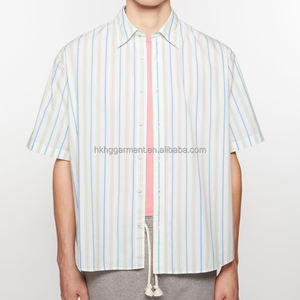 OEM & ODM Custom Logo Mens Striped <b>Shirt</b> <b>Button</b> <b>up</b> Collar <b>Shirt</b> Casual Plus Size BOXY FIT Men'S <b>Shirts</b> for Men <b>Short</b> <b>Sleeve</b> - Product Image 1