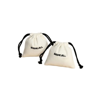 Pochette en toile de coton personnalisée avec cordon de serrage, sac cadeau pour bijoux, impression de logo, OEM ODM, directement de l'usine, toutes saisons, origine Chine - Product Image 1
