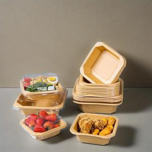 Tazón Rectangular para Ensaladas, de Papel Kraft para Llevar, 1200 ml, Tazón Octagonal de Papel Kraft, Recipientes para Empacar Alimentos con Tapa - Product Image 3