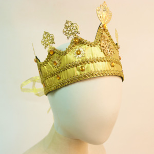 Accessori per Costumi di Carnevale Pafu, Corona Dorata da <span class=keywords><strong>Regina</strong></span>, Materiale in Tessuto Dorato, Corona Gioiello per Decorazioni Festive - Product Image 4