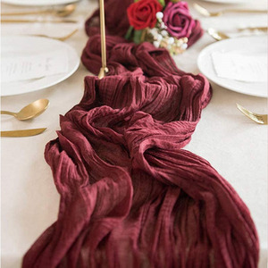 Taille personnalisée 400cm chemin de table de mariage 90 couleurs Jacquard tissé étamine gaze fromage tissu décoration - Product Image 4