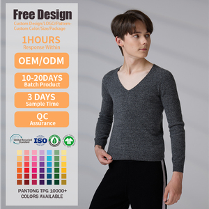 Suéter de cuello en V de punto personalizado de alta calidad para adolescentes y hombres, suéteres de cachemira 100% para otoño. - Product Image 2