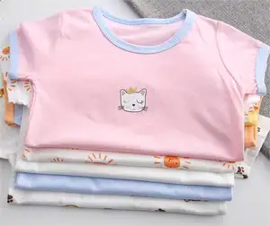 0-8 yaşında çocuk kısa kollu pamuklu tişört ince üst erkek ve kız bebek T-shirt yarım kollu bebek yaz