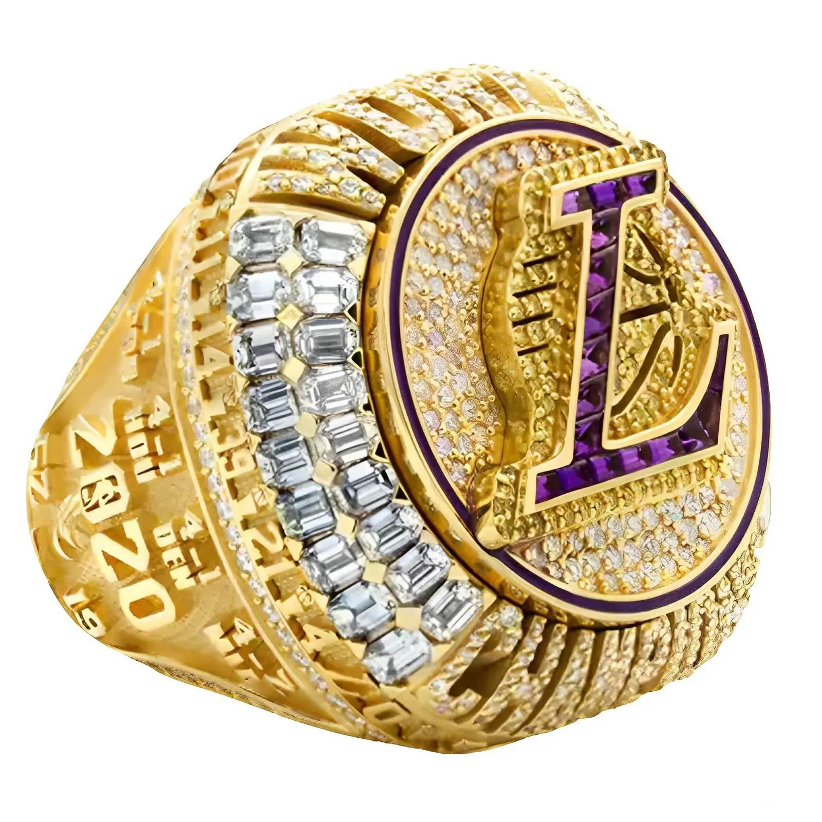 Cincin kejuaraan kustom Zircon Lakers kubik basket pria Iced Out kristal CZ Los Angeles Lakers cincin juara