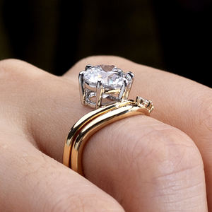 Anillo de diamantes cultivados en laboratorio de oro amarillo de 18 quilates Messi Jewelry MSR-2021 para mujer - Product Image 5