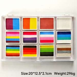 พาเลทแต่งหน้าฮาโลวีน 12 สี ระดับมืออาชีพ จัดส่งรวดเร็ว สีรุ้งแบบละลายน้ำได้ สำหรับเพ้นท์หน้าเด็ก - Product Image 5