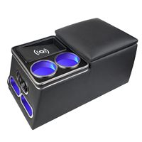 Organisateur de console centrale M4 avec support de téléphone à chargement sans fil et porte-gobelets pour voiture, minivan et camionnette