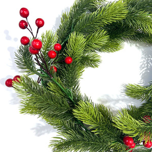 Guirnalda artificial de pino navideño con bayas rojas de 180 cm, decoración de plástico para escaparates navideños - Product Image 3