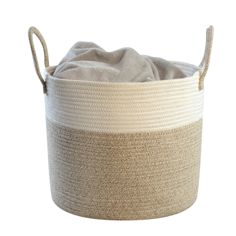 Корзина из хлопковой веревки с индивидуальным логотипом 16x16x14 дюймов-корзина для хранения детских игрушек, тканая корзина для белья, корзина для белья