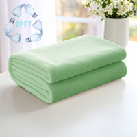Couverture en RPET certifiée GRS, écologique, 100 % recyclée, douce pour la peau, couleur unie, en polaire, pour peaux sensibles, pour la maison
