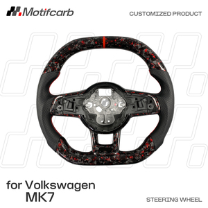 พวงมาลัยคาร์บอนไฟเบอร์สีแดงแบบกำหนดเองสำหรับรถยนต์ Volkswagen MK7 GTI Golf R Jetta GLI Scirocco Tiguan ปี 2015-2021 - Product Image 2