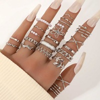 Ensemble de 22 bagues papillon pour femmes, bagues empilables pour les doigts, bijoux ajustables