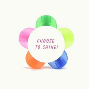 Bolígrafos Resaltadores de Doble Cara con Forma de Flor, Multicolor, Bonitos, con Impresión UV y Logotipo Publicitario Personalizado, de Plástico, a Bajo Precio - Product Image 1