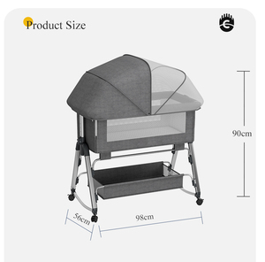 Cuna Mecedora Económica para Bebé, Cama Colecho con Altura Ajustable, Malla de Lino, Ruedas y Almacenamiento, Venta al por Mayor - Product Image 2