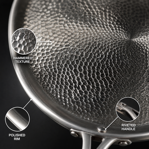 Teglia per <span class=keywords><strong>Pizza</strong></span> in Titanio Martellato con Manico per Forno, Ristorante, Uso Commerciale, Rotonda, Personalizzabile OEM, Vendita all'Ingrosso - Product Image 5