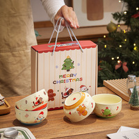 Ensemble de bols en céramique de Noël, compatibles micro-ondes, pour la maison, motif bonhomme en pain d'épices, bols à riz, bols à yaourt, petits bols, boîte cadeau, vaisselle de haute qualité