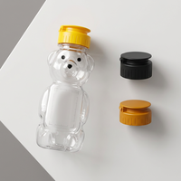 Bouteille en plastique PET en forme d'ours, bouteille de jus en plastique de dessin animé, conteneur vide avec bouchon à clapet pour miel, ketchup, sauce salade