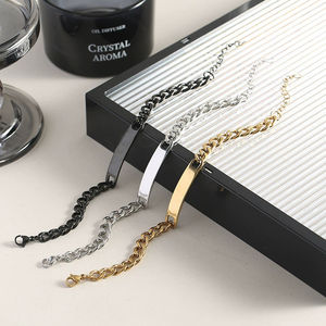 Bracelets de couple incurvés en acier inoxydable, style échantillon, à la mode, avec gravure, bracelets et bijoux DIY unisexes - Product Image 2