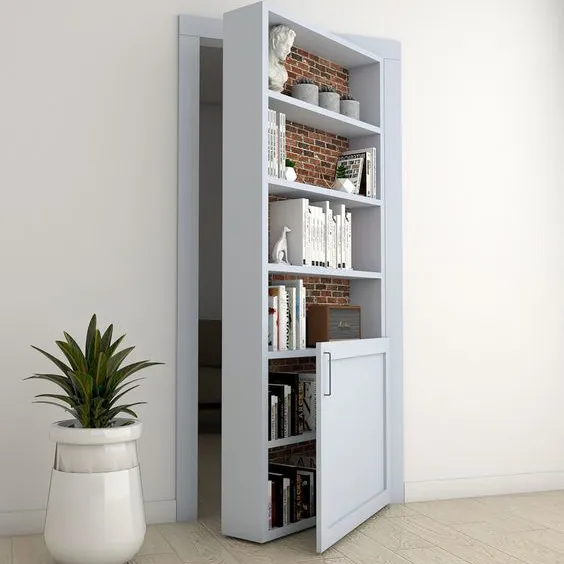 Seeyesdoor फ्लश माउंट बहु-कार्यात्मक अदृश्य आंतरिक छिपा दरवाजे किताबों की अलमारी ठोस लकड़ी के दरवाजे