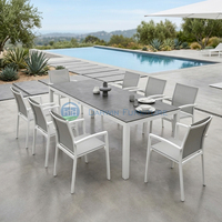 Table de salle à manger en pierre frittée de grande taille pour la vente en gros, mobilier d'extérieur pour restaurants, hôtels, buffets, bistrots et cafés