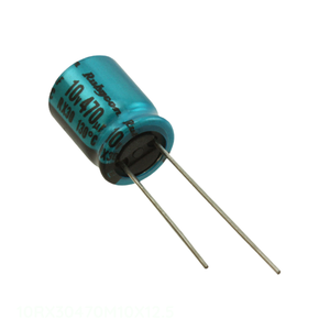 Condensador de Canal de Fabricante 10RX30470M10X12.5 470 uF de Orificio Pasante, Aluminio, 470UF 20% 10V, Tipo TH Radial - Product Image 1