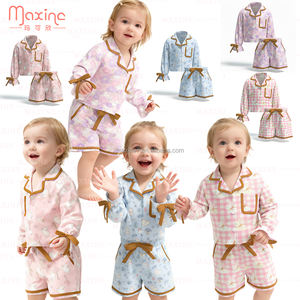 Conjunto de Ropa de Dos Piezas para Niñas Pequeñas con Diseño de Pascua, Serie Familiar, Pijama de Manga Corta con Estampado de Conejo y Bolsillos - Product Image 3