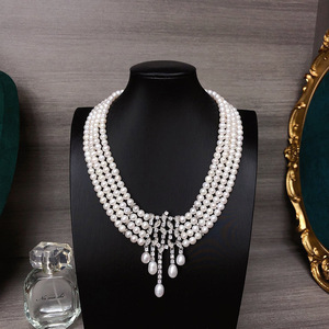 Collar de Perlas Reales de Lujo al por Mayor, Estilo Audrey Hepburn, Joyería Elegante para Novias, Bodas, Galas y Fiestas Nocturnas - Product Image 2