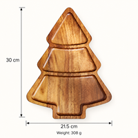 Plateau en acacia de 12 pouces pour la cuisine, plateau de table en bois pour servir des fruits, des biscuits, des noix, des outils de rangement pour Noël